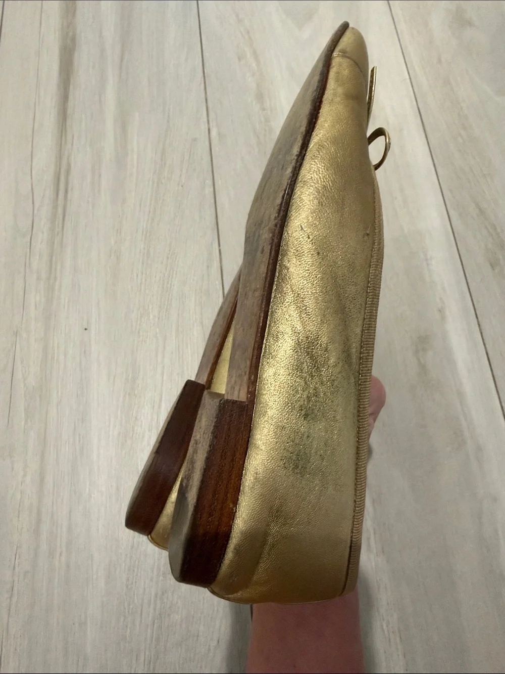 CHANEL Classic Leather Ballet Flats in Gold Size 38